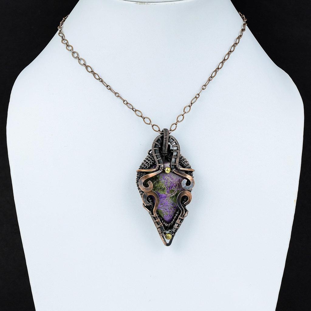 Purpurite Pendant Copper Wire Wrapped Pendant Handmade Jewelry Natural Gemstone Pendant Unique Style Pendant Anniversary Gift Copper Jewelry