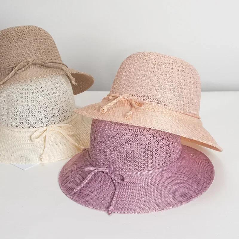 Women Elegant Summer Fashion Beach Hat Simple Versatile Sun Hat Outdoor Thin Breathable Sun Protection Sun Bucket Hats Gifts