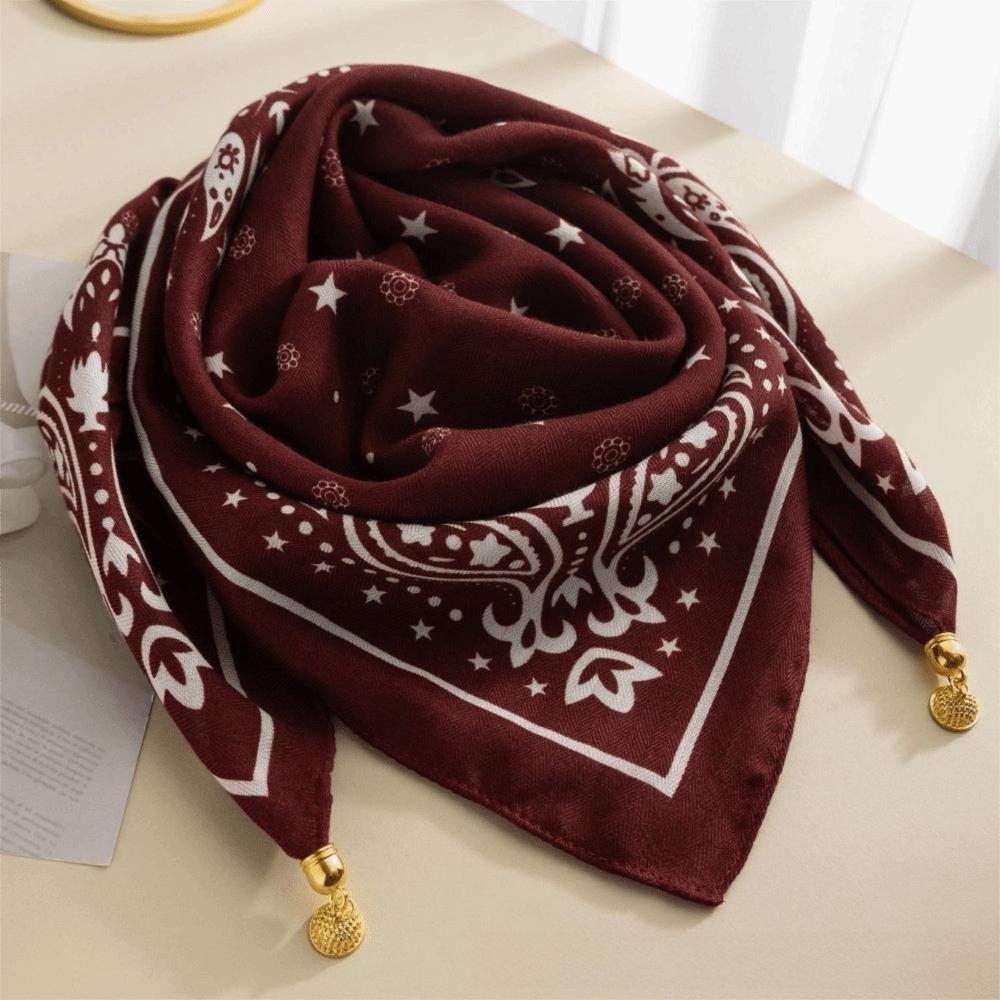 

Soft Cotton Magnetic Print Scarves 65x65cm Floral Print Women Floral Neckerchief Magnetic Buckle Cotton Square Scarf Girl Women