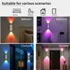 LED Wall Lights Motion Sensor Wall Lamp RGB Warmlight Home Decoration Light Up and Down Night Light Rechargeable for Stair Porch