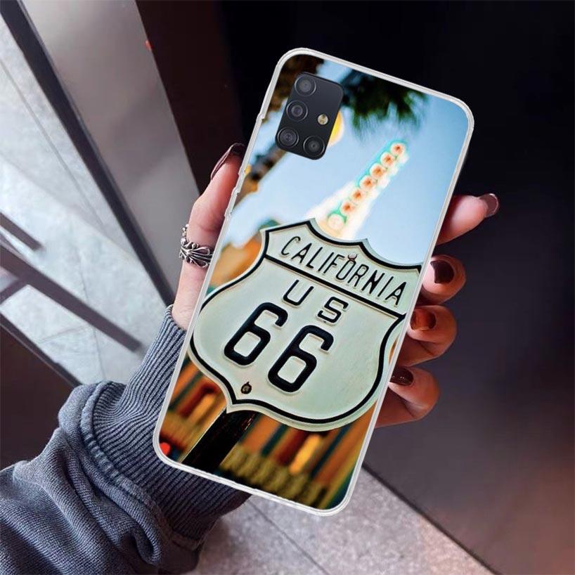 America Route 66 Phone Case For Samsung Galaxy A52 A51 A50S A32 A22 A12 A02S A72 A71 A31 A70 A30S Note 20 Ultra 10 Plus S10 Gala