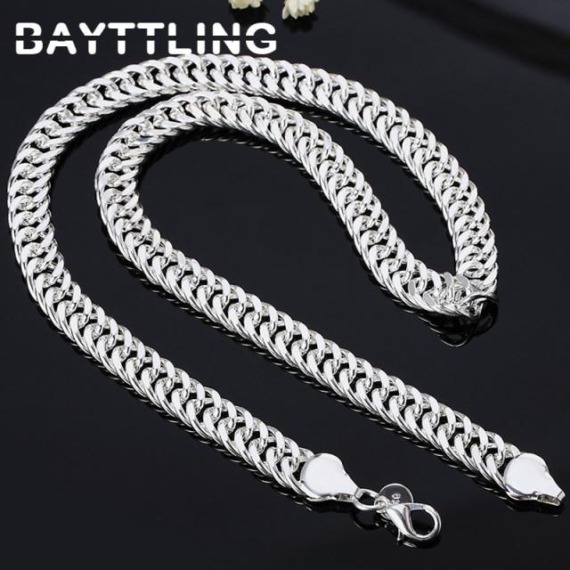 

Новое 925 стерлингового серебра 20 /24 дюйма 10 мм полностью плоское боковое ожерелье цепи для женщины мужчины мода свадебные украшения подарок 60cm
