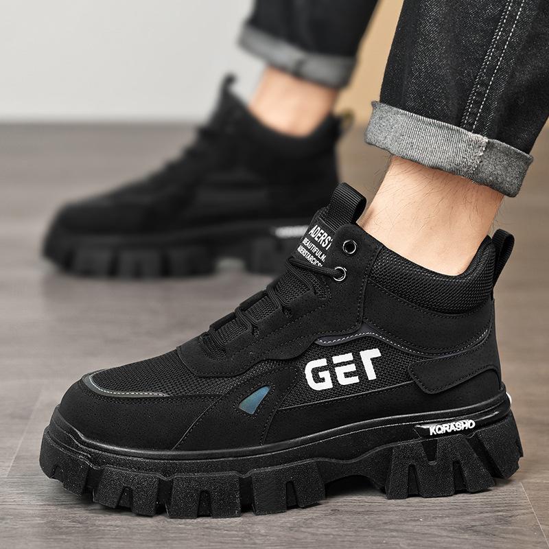 2025 Autumn and Winter Men's High-top Thick-soled Martin Boots Trendy Tooling Casual Short Boots Live Broadcast Non-slip Men's Boots Wear-resistan