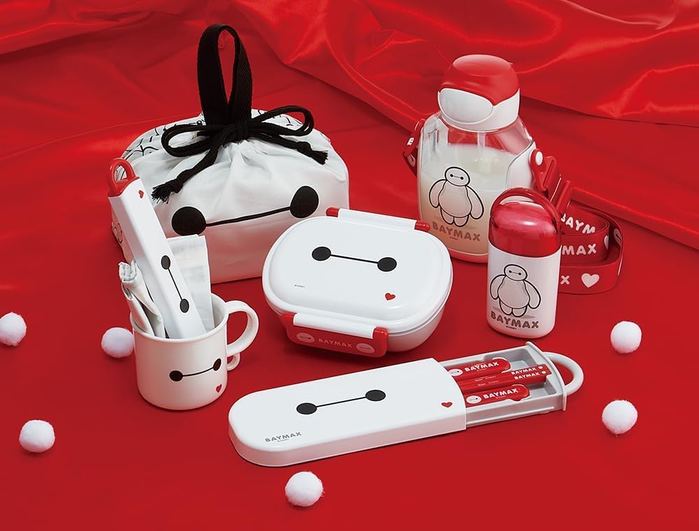 Disney Lunch Bag, Double-Sided Print, Made in Japan, Baymax Set (Drawstring Bag, Balan)