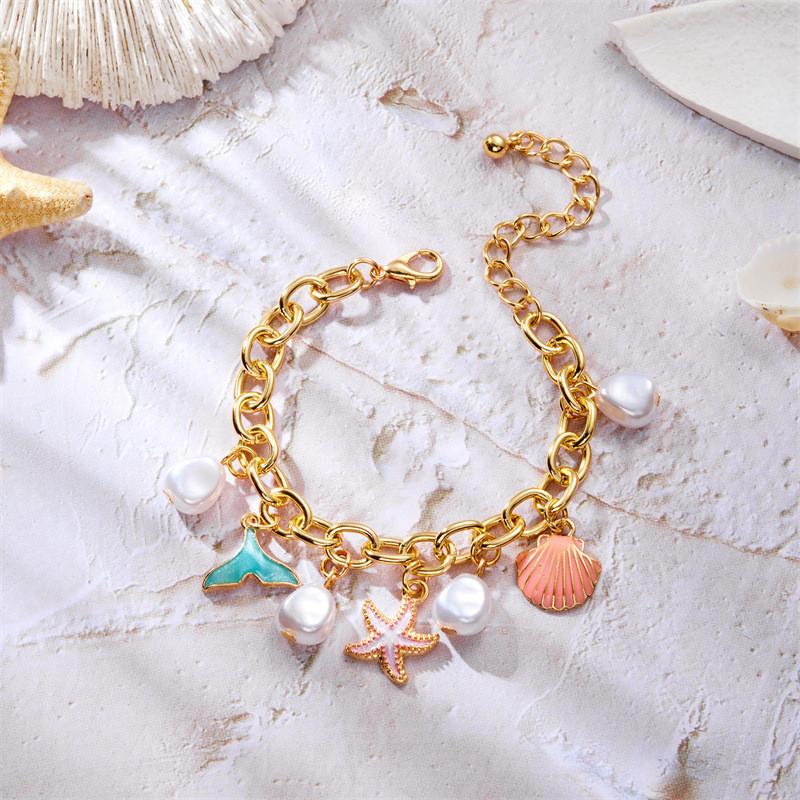 Ocean Fish Tail Necklace With Pearl And Starfish Pendant For Women Bracelet1