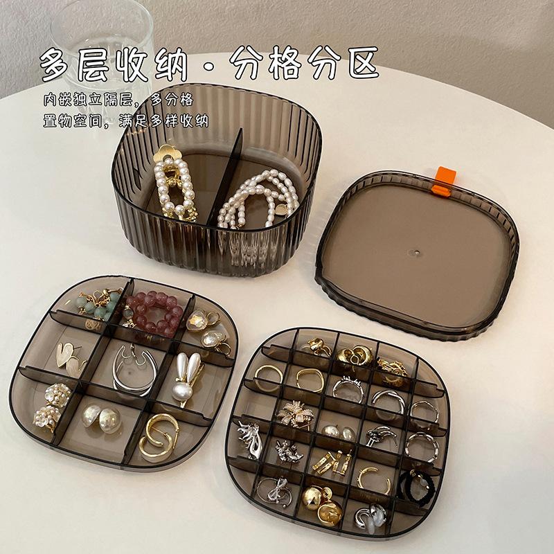 Anti-oxidation earrings transparent storage box portable dustproof multi-layer necklace jewelry box ring jewelry box