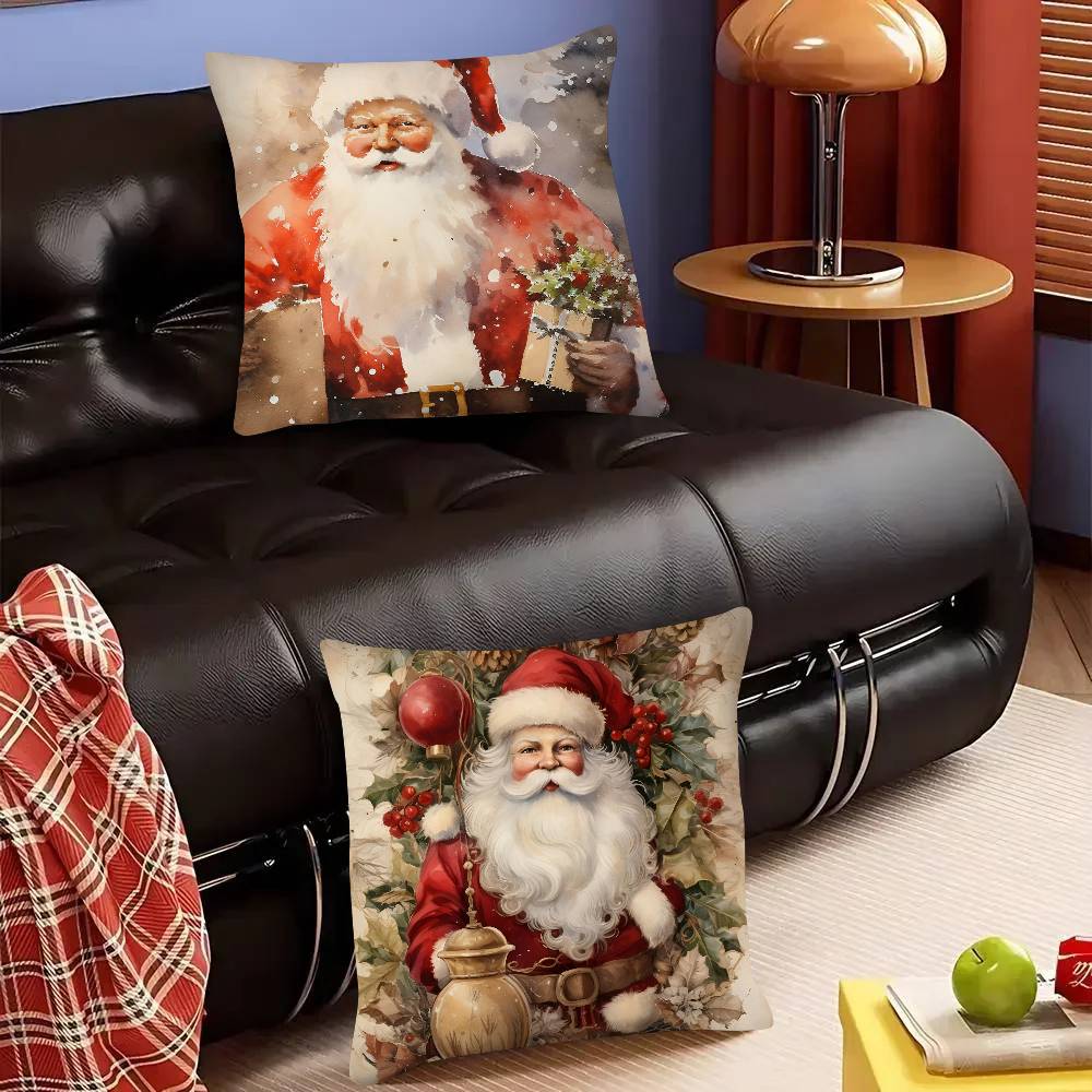 Santa Claus Pillow Case Fashion Square Pillowcase Bedroom Sofa Room Ins Decoration Leisure