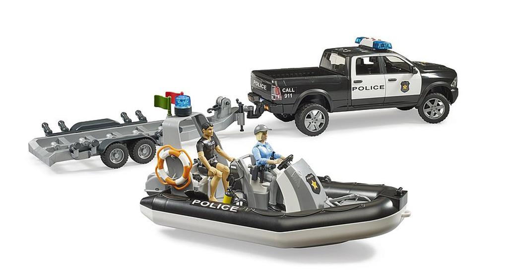 Bruder Ram Power Wagon Police Car & Police Boat (with 2 Figures) BR02507