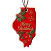 State Pride Christmas Pendant Merry Christmas In Golden Fonts U.S. States Patterns Holly Leaves