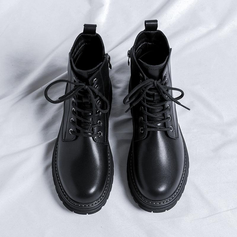 

Инс знаменитость ботинки Мартин мужские мягкая кожа весна и осень британский стиль рабочие высокие трендовые локомотив боковая молния 6006-R 38 чёрный