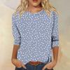 Women's Casual Floral Print Three Quarter Sleeve Round Neck Top Lightweight Comfortable Fit for Everyday Wear
