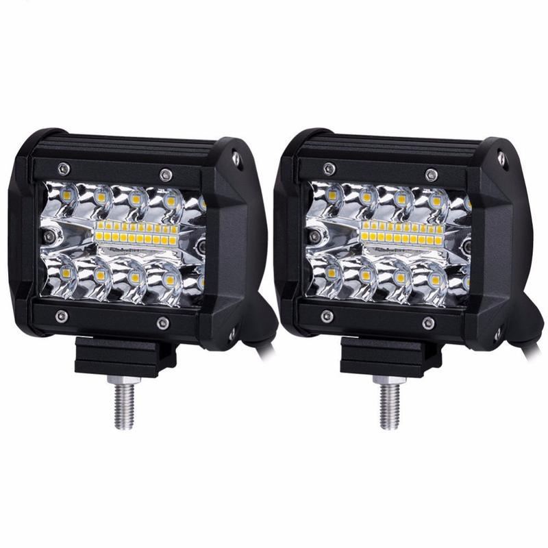4 Inch 60W Work Light Spot Flood Offroad Car Lights Bar with Universal Trailer Tow Hitch Mount Bracket for Pickup Truck Van