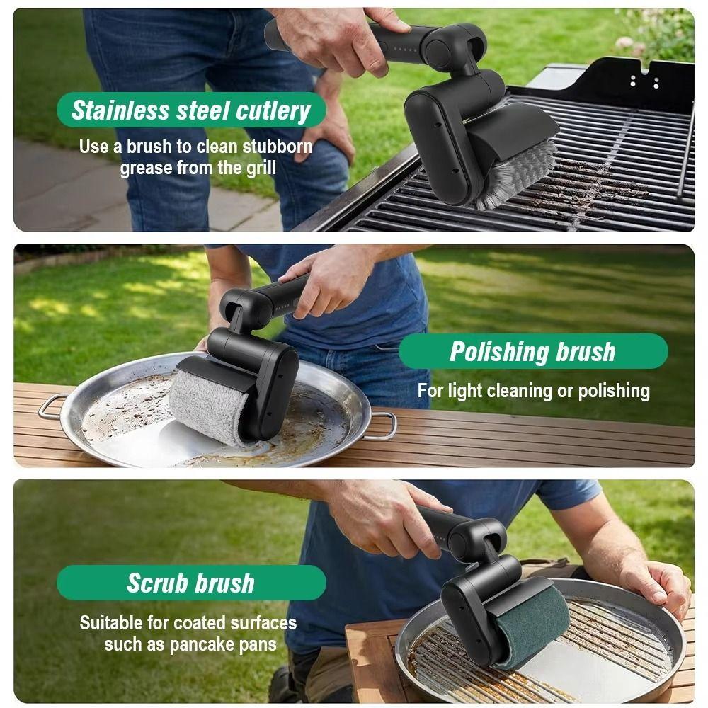Efficient Electric Grill Brush Detachable Barbecue Cleaner Tools Grill Cleaning Brush Camping