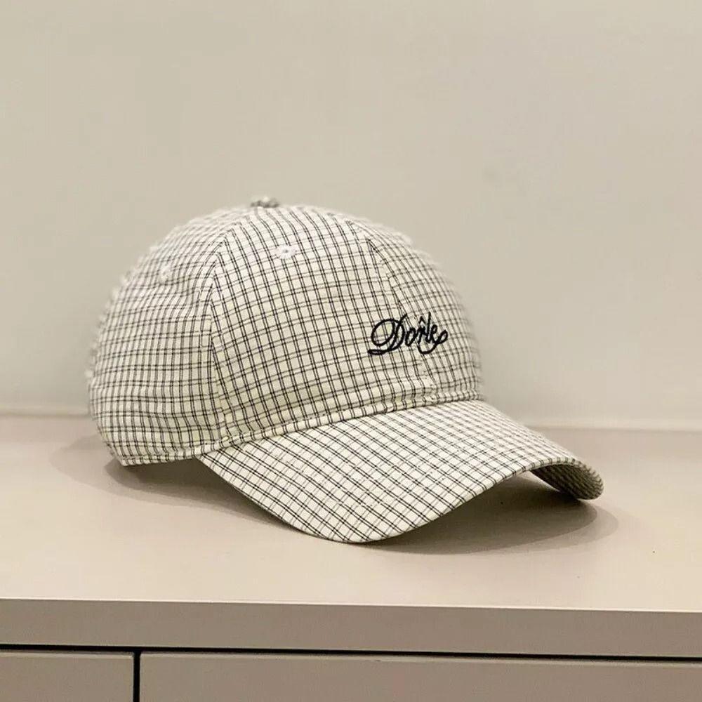 Breathable Baseball Cap Plaid Embroidery Sun Hat Fashion Peaked Cap