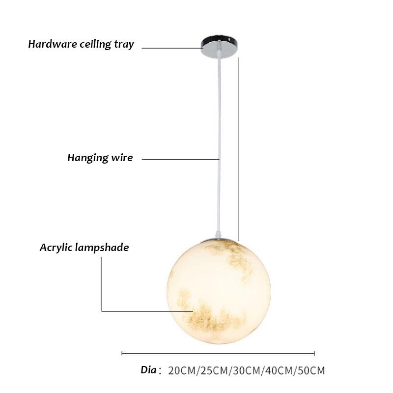 Nordic Minimalist Planet Spherical Light, Lobby Exhibition Hang Lighting, Coffee Shop Restaurant Led Pendant Light Hoom Decor