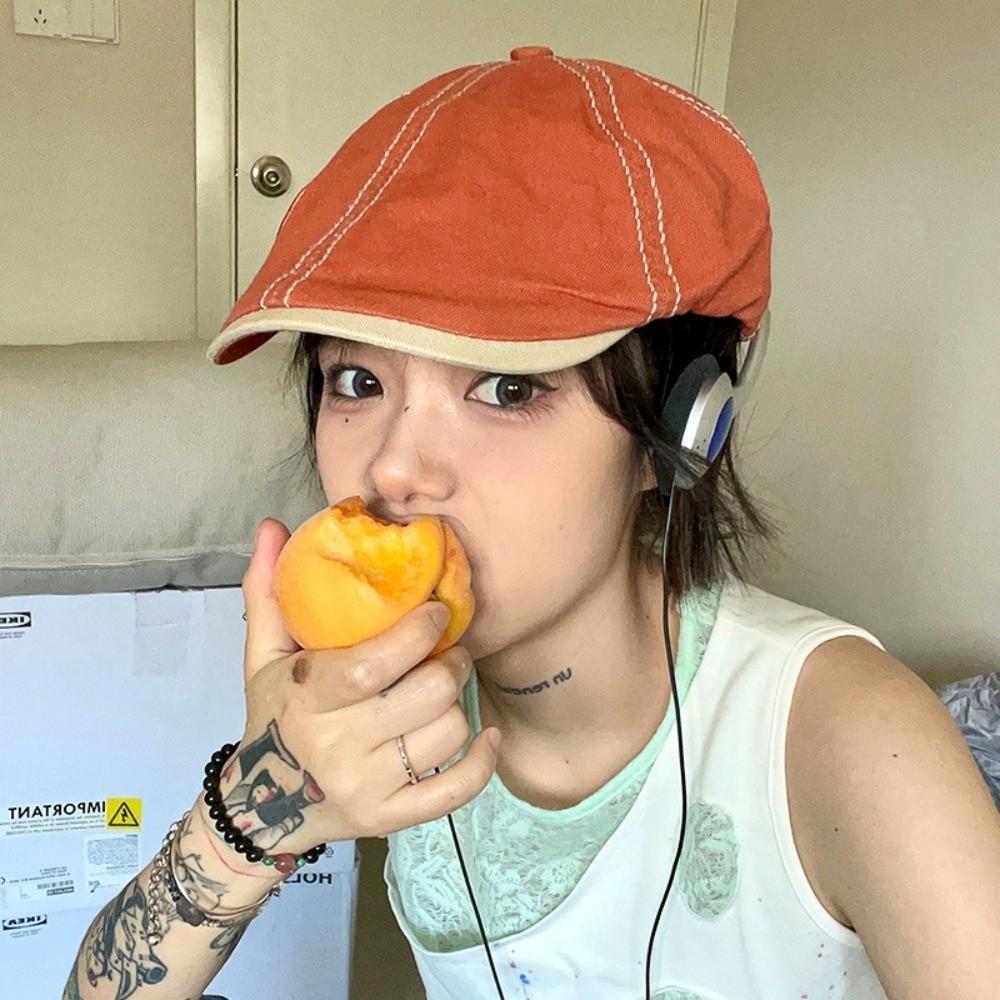 Y2k Painter Hat Embroidery Retro Artist Hat Fashion Newsboy Flat Cap  Spring Summer