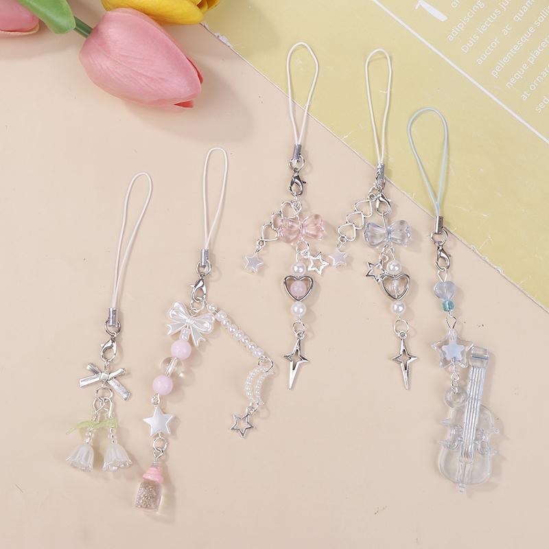 Handmade Beaded Pendant Delicate Phone Charm Lanyard Chain Keychain Pendant For Backpack Wallet Purse