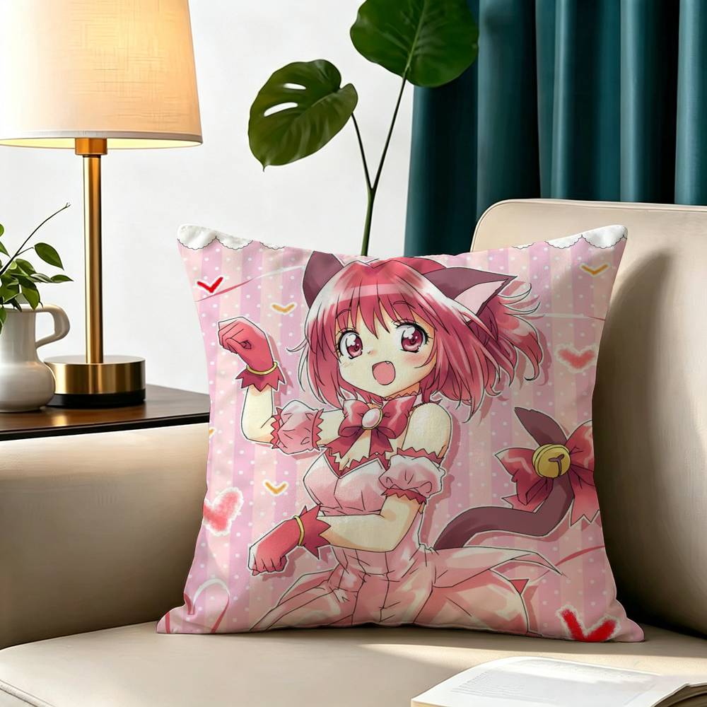 Hot Anime T-Tokyo Mew Mew  Square Double-Sided printed Pillow Case Bedroom Bedside Pillow Sofa Cushion Cover