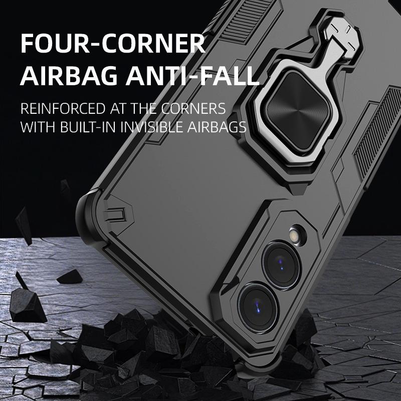 KEYSION Shockproof Case for Samsung S25 Edge 5G Soft Silicone+PC Upright Metal Ring Stand Phone Back Cover for Galaxy S25 Edge