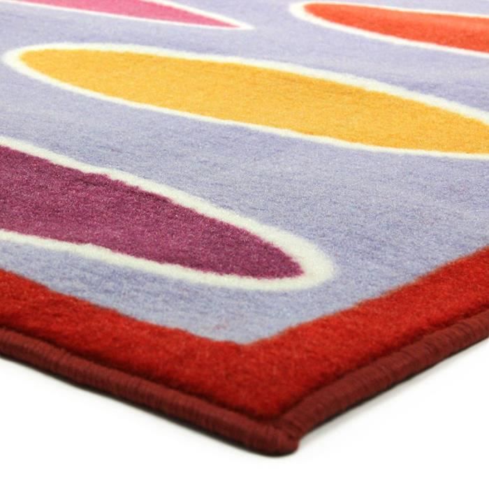 Tapis salon imprimé d'ovales multicolore 133x190