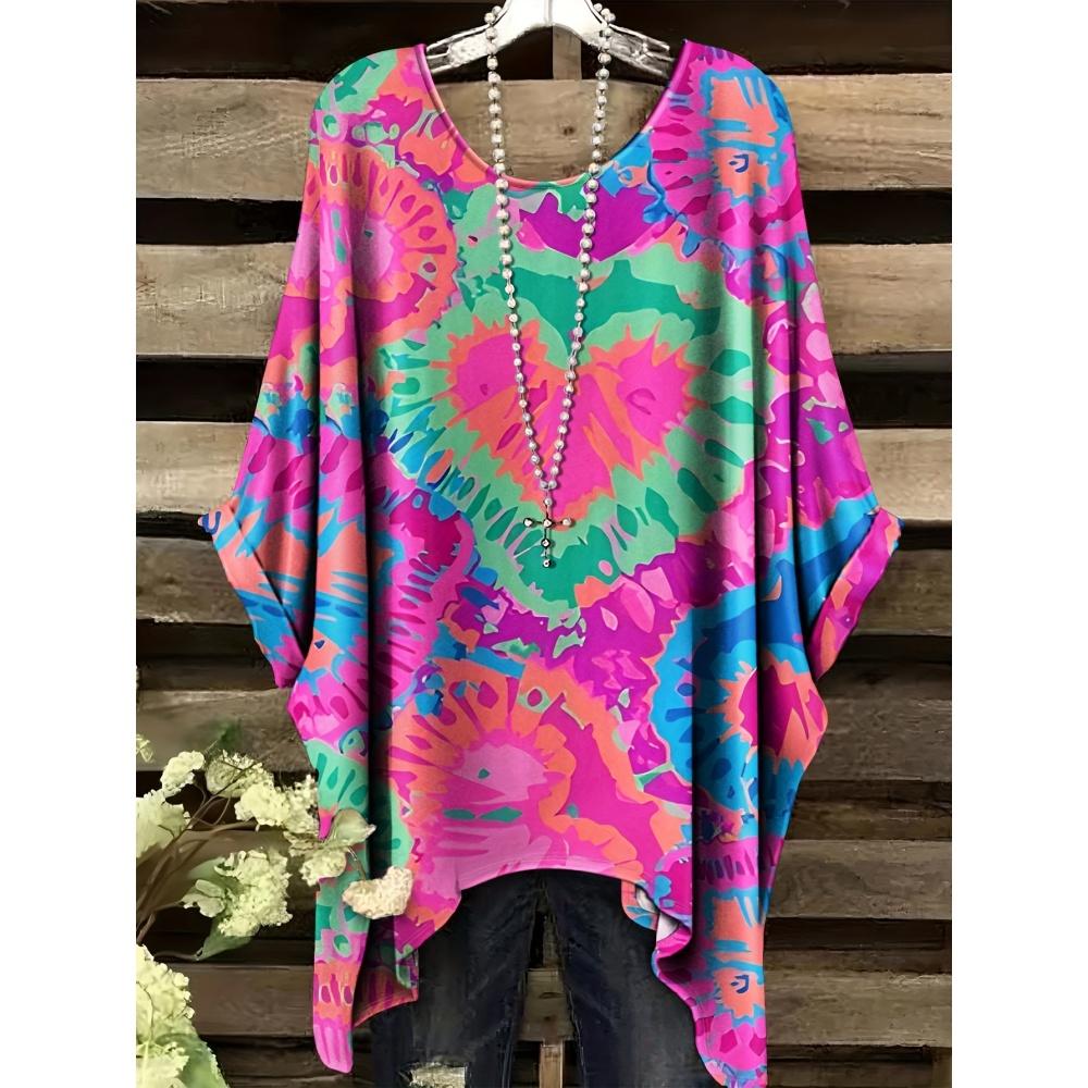 2025 Bohemian Chic Oversized Minimalist Cute Panda Print Irregular Hem Round Neck T-Shirt Stylish and Versatile Machine Washable
