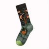 4 Pairs Creative Retro Oil Painting Socks, Comfy & Breathable Mid Tube Socks, Women's Stockings & Hosiery