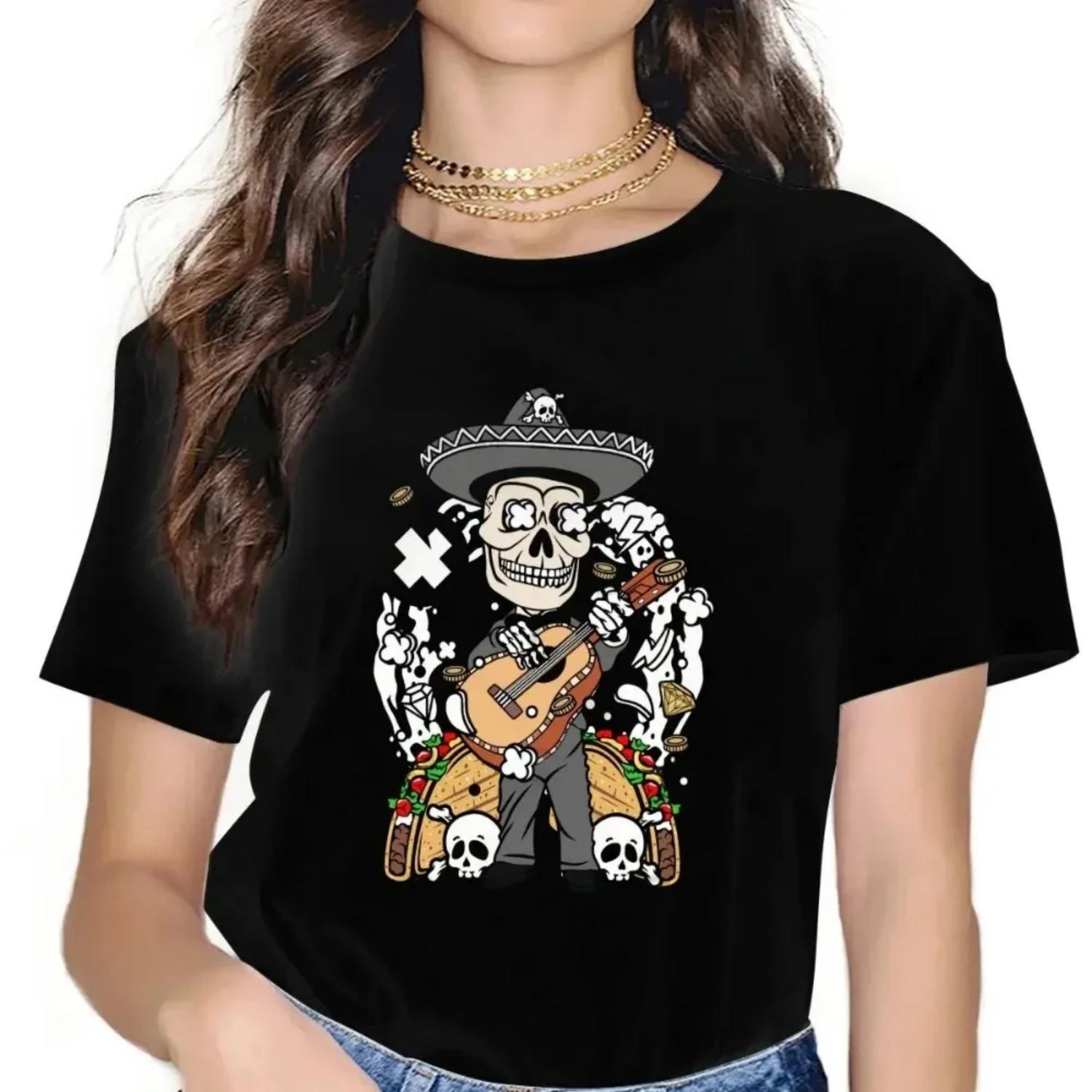 

Vintage Day of The Dead Sweet Men Women T-Shirt Mexican Skull Santa Muerte Blusas Harajuku Casual Short Sleeve Summer Tops XXXXXL чорний