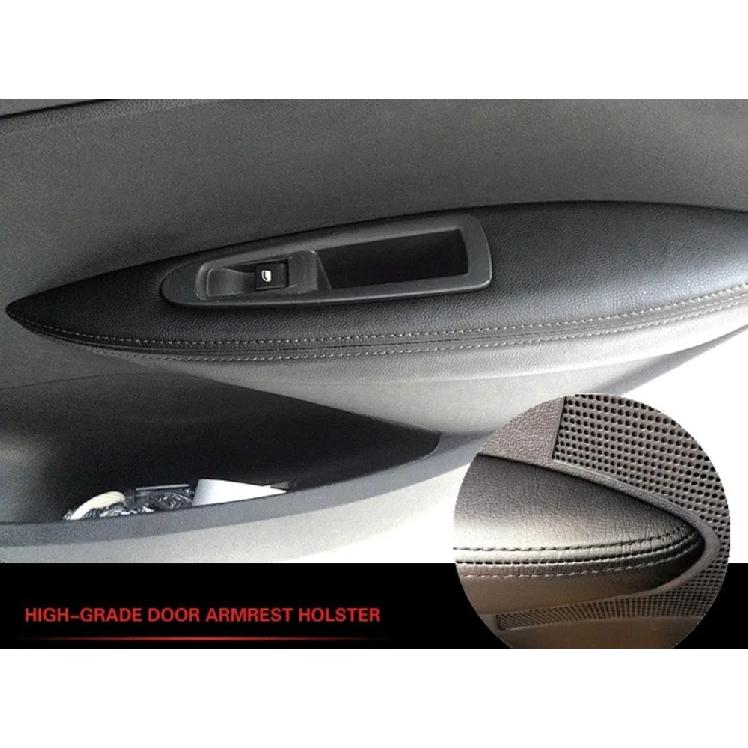 For Peugeot 308 (2009-14)Microfiber Leather Car Door Armrest Panel Protective Cover car accessories interior with Mount Fittings