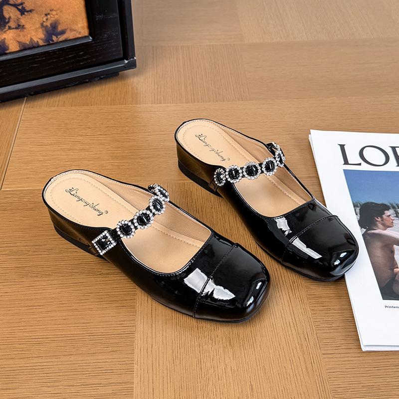 

Inner height increase half slippers Mary Jane women s summer new bag head sandals with skirt wedge small silver shoes 40