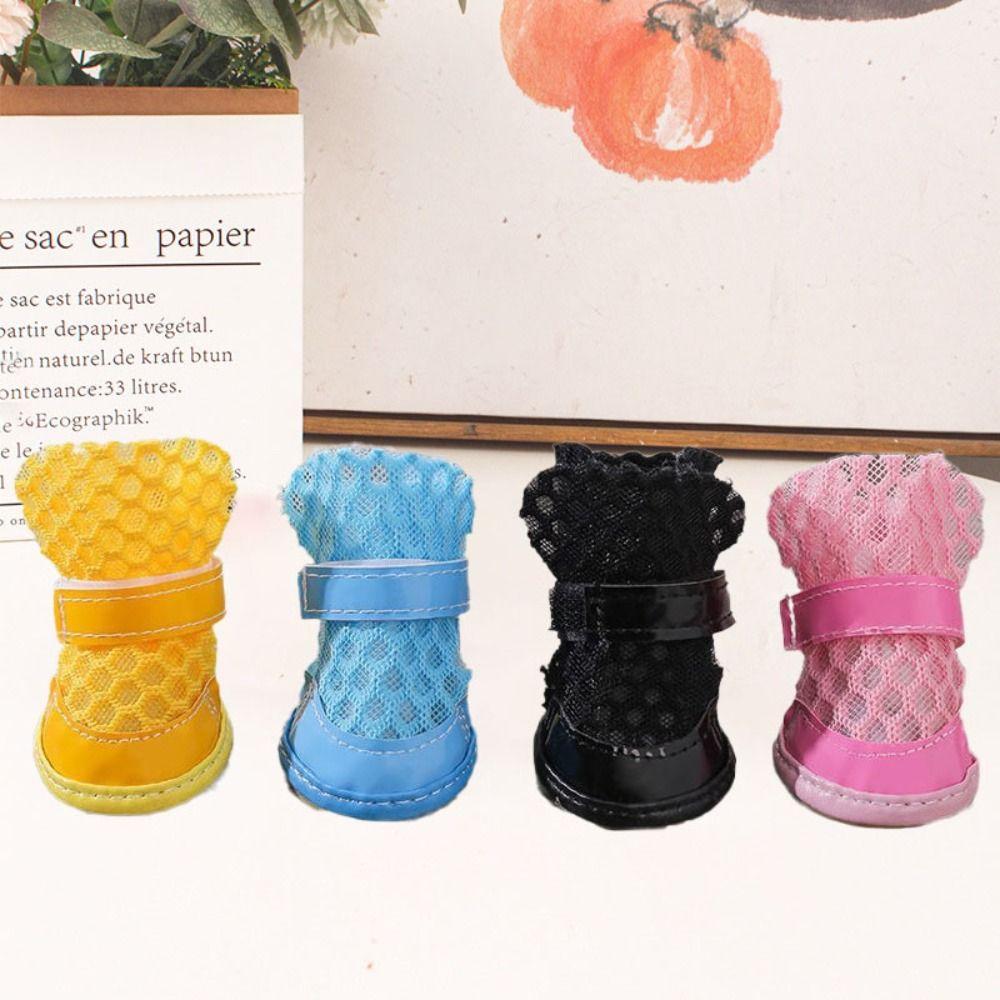 

4 шт. протиковзке взуття для собак із сітки, зносостійке захисне взуття для домашніх тварин, літні чохли для ніг для собак, садові чохли L рожевий