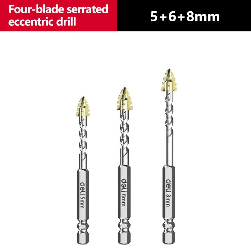 

3/5pcs Four-blade Serrated Overlord Drill Glass Drill Masonry Drill Bit Set 5-12 mm Drill Ceramic Drill Tile Drilling Tools Set