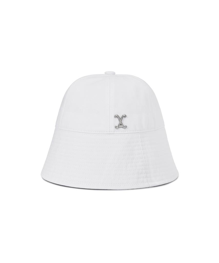 Bajal Va Curved Studded Round Drop Bucket Hat White