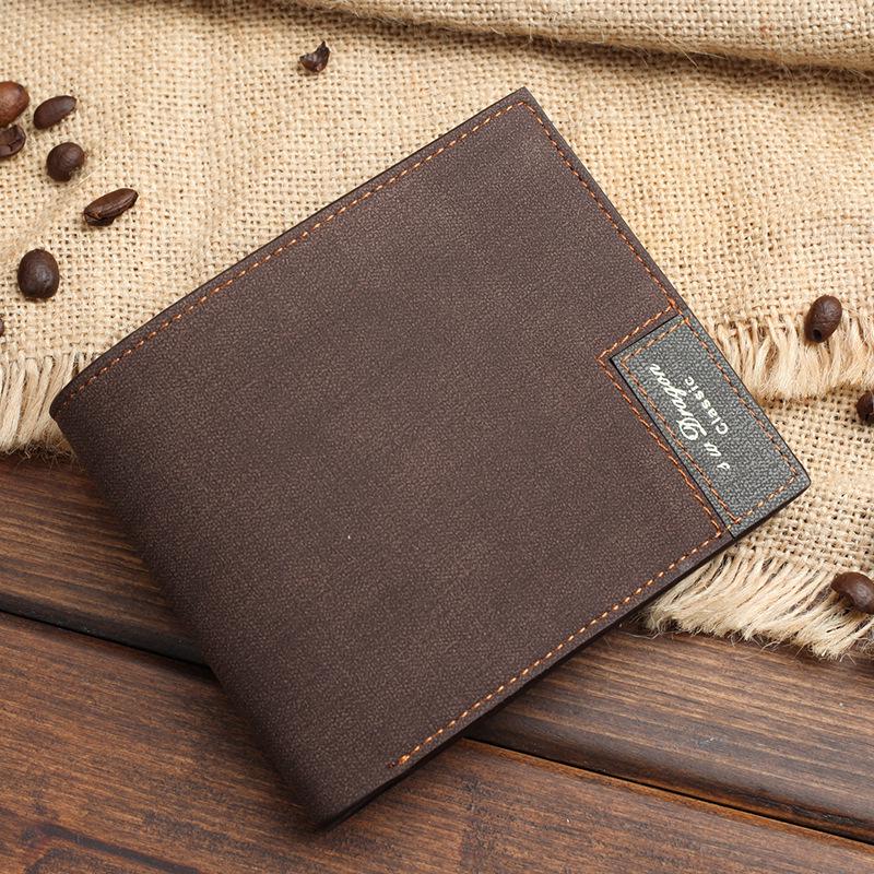 

Korean Style Men s Student Ultra-Thin Multifunctional Short Leather Wallet Card Holder темно-коричневого