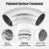 2pcs OD 15" 90 Degree Stainless Steel Bend Tube Car Exhaust Elbow Pipe 004"