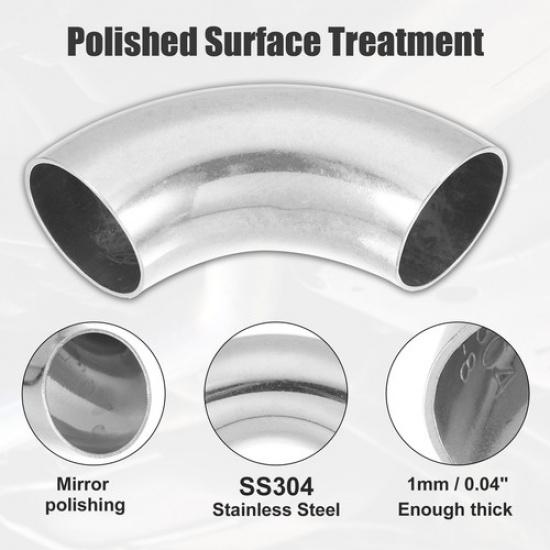 2pcs OD 15" 90 Degree Stainless Steel Bend Tube Car Exhaust Elbow Pipe 004"