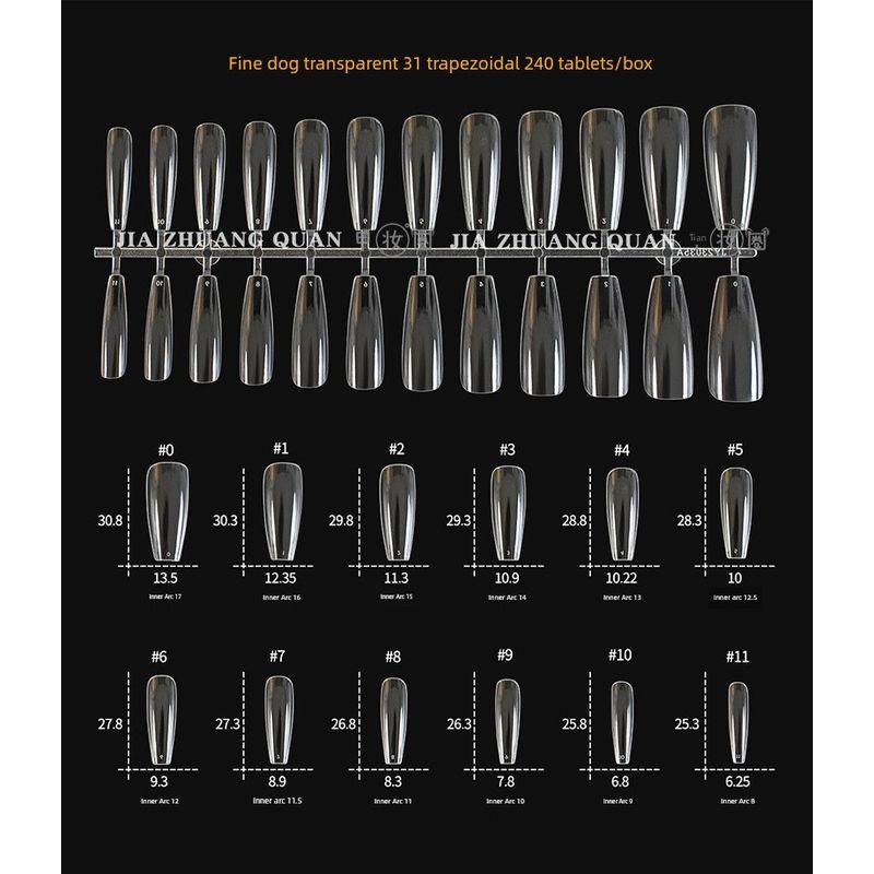 

Thin Dog Nail Tip Auxiliary Line Long Ladder Long Tip Full Half Hardened Ultra-Thin Seamless Frosted Carving-Free Grinding Extension Nail Stickers JZQ Long Ladder Scrub 0-9# 240/Box