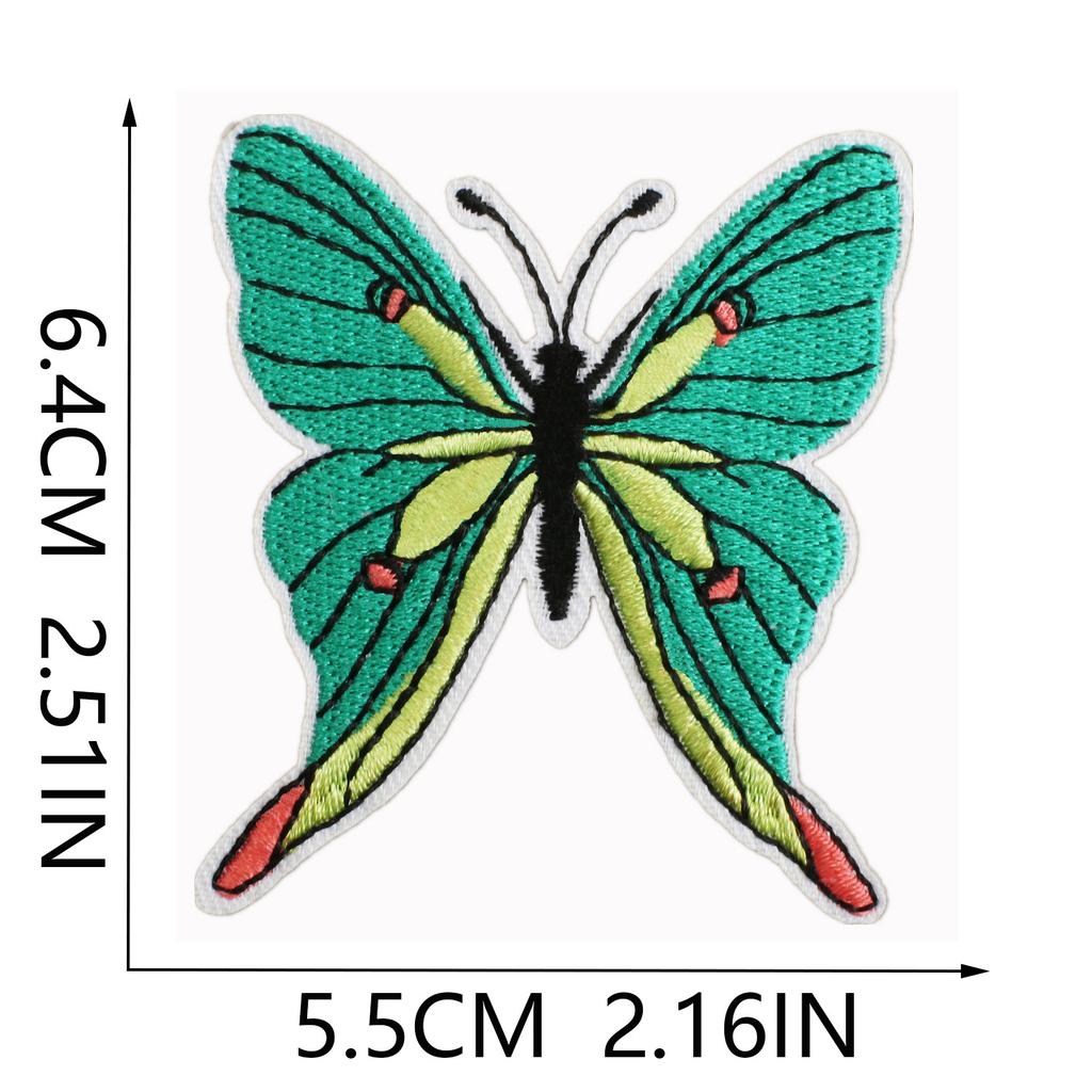 Butterfly World Embroidery Cloth Sticker Colored Flower Butterfly Computer Embroidery Label Clothes Decorative Patch Sticker Blue Butterfly