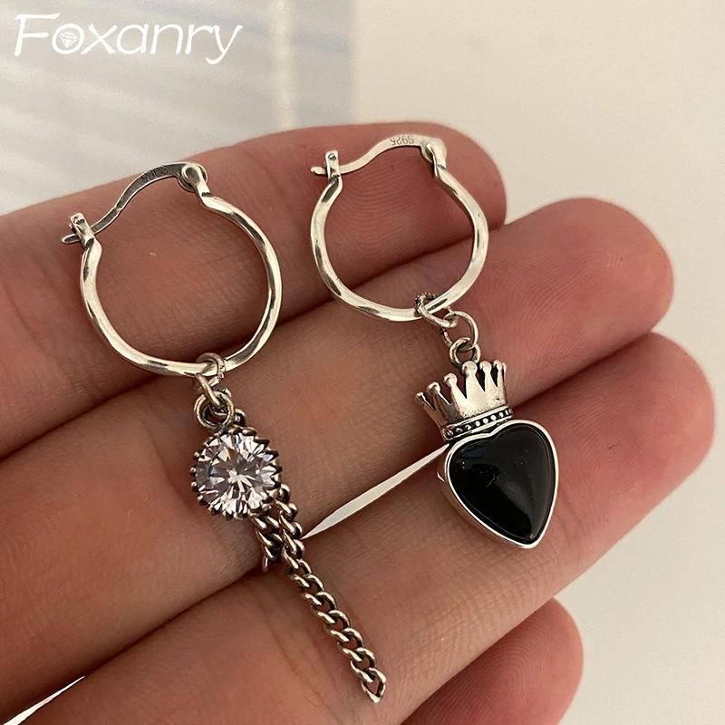 

FOXANRY предотвращают аллергию сверкающие серьги с цирконами для женщин, модные винтажные серьги-цепочки в стиле панк с сердечками и кисточками, вечерние ювелирные изделия