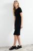 Women's Style Dress Black Crew Neck Ribbed Stretchy Knitted Midi Pencil Dress