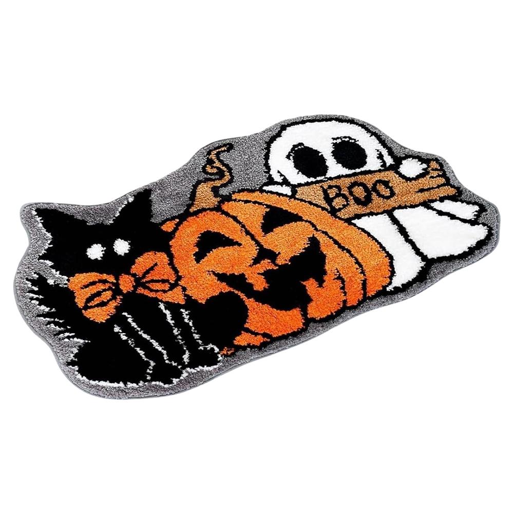 Halloween Ghost Pumpkin Bathroom Mat Soft Bath Mat Plush Floor Rug Hypoallergenic Non-slip for Entrance Bedroom Kitchen Bathroom