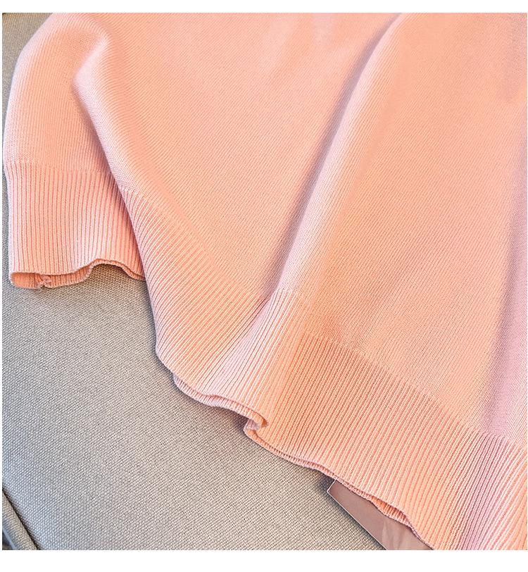 Plus Size Women's Summer Ice Silk Knit Slimming T-Shirt, Short Sleeve - Style 8110