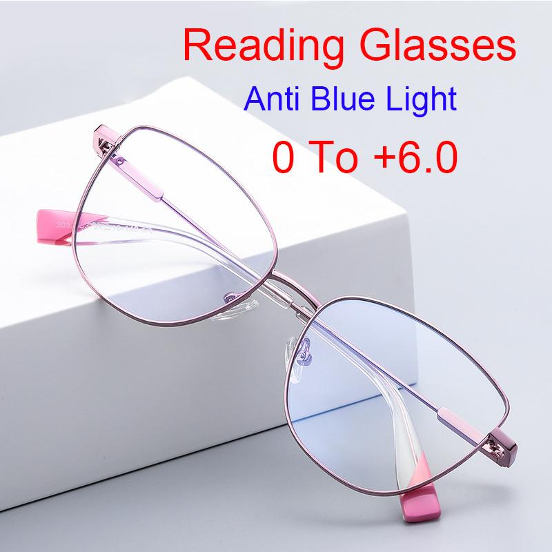 Reading Eyewear Eyeglass Frame Female Blue Feline +3 Stylish Spectacle Gold Tone Elegant Rose Sexy Eye Spectacle Premium Ladies Luxury Cat's