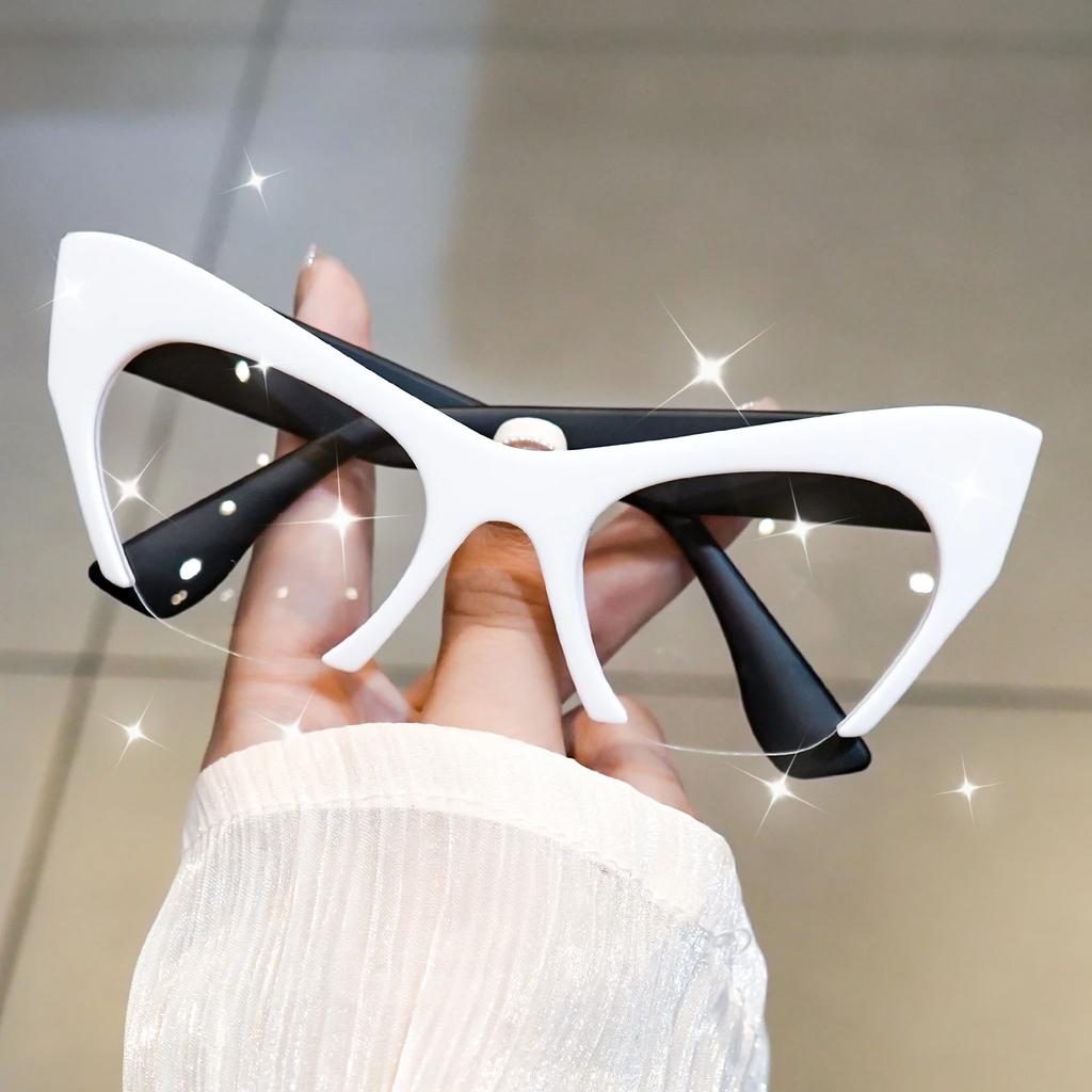 2Pcs Stylish Cat-Eye Large Frame Reading Glasses Retro Simple Reading Glasses Suitable For Men And Women