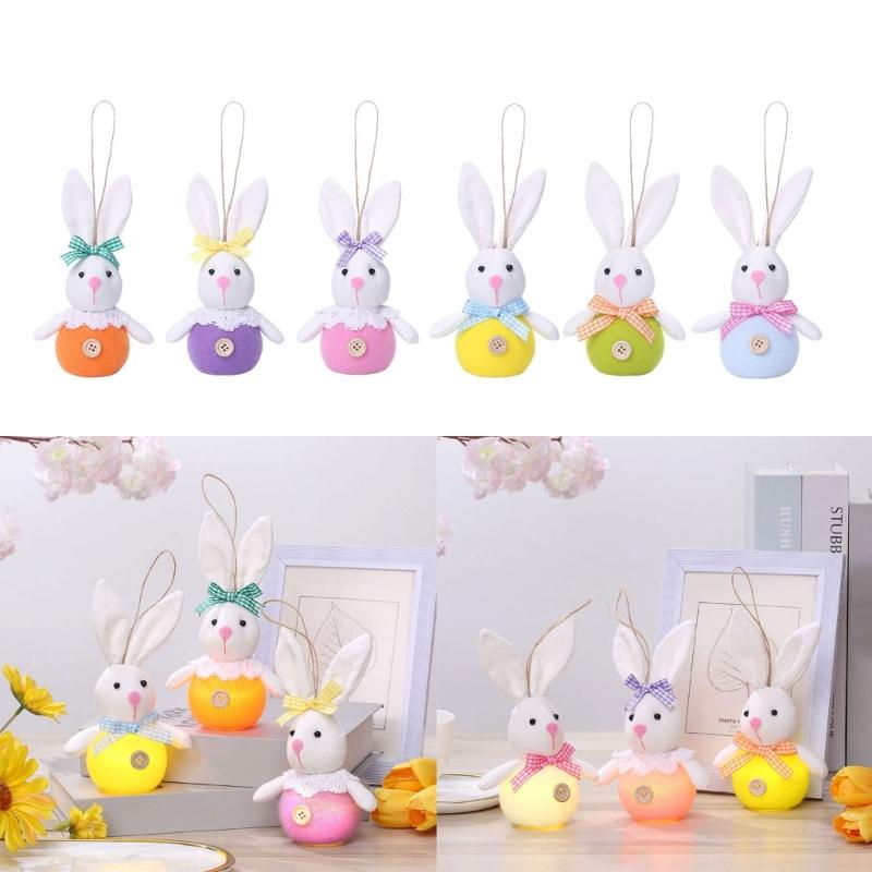 Easter Rabbit Toy Hangings Decorations For Party Supplies, Spring Plushie Doll Rabbit 6PCS