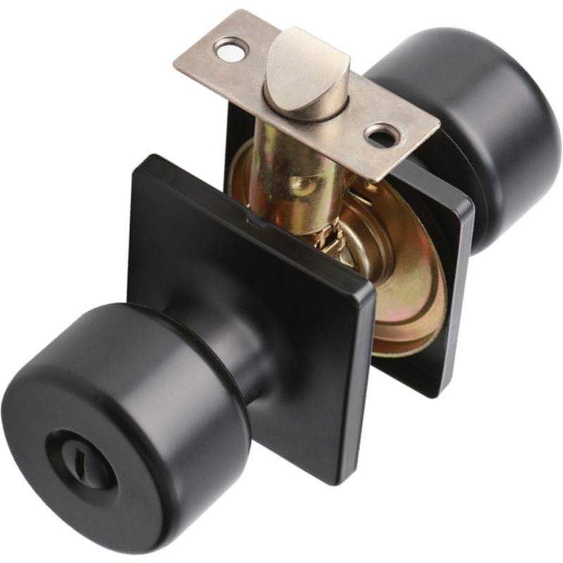 

Matte Black Zinc Alloy Door Handle Set With Lock and Key Accessory for Bedroom and Bathroom Zinc Alloy Construction 1