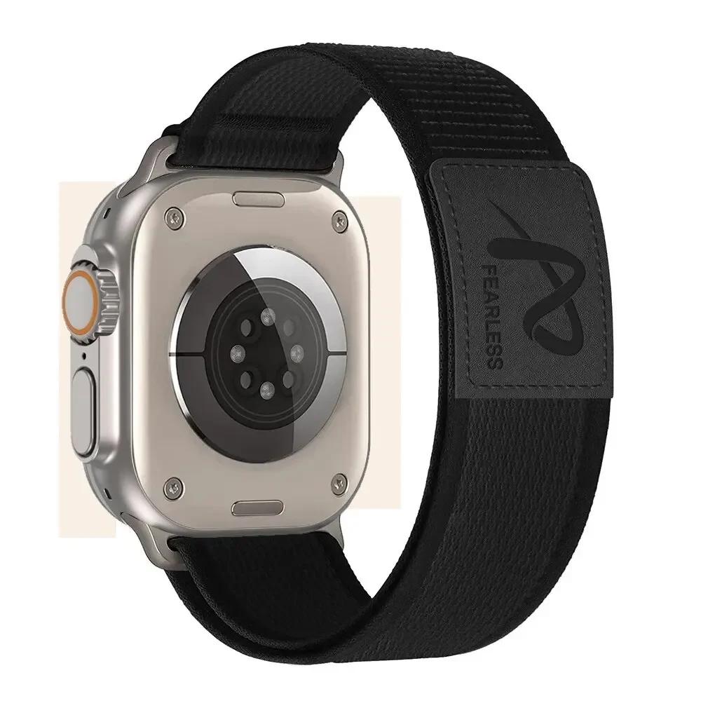 Nylon Leather Strap for Apple Watch Band Ultra 49mm 44mm 45mm 42mm 41mm 40 38mm Sport Watchband Iwatch Serise 9 8 7 6 5 Bracelet