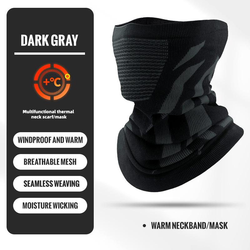 

Winter Knitted Cycling Mask Windproof Breathable Thermal Outdoor Sport Running Mask Anti-Cold Sweat Absorb Neck Cover Tube Mask темно серый