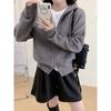 Double Zipper Hooded Sweater Jacket Women's Clothing Autumn and Winter New Loose Lazy Wind Knitted Cardigan Women
