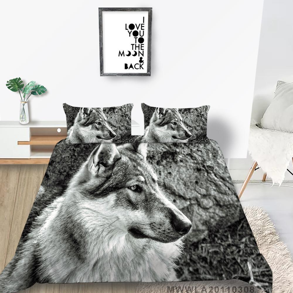2023 New Style Comforter Cover Set 3D Wolf Printing Duvet Cover Animals Polyester Home Textiles Boys Girls Single Size Pillowcase