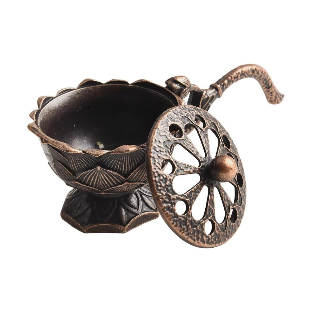 Hollow Out Lotus Incense Burner with Handle Aroma Furnace  Home Interior Decoration